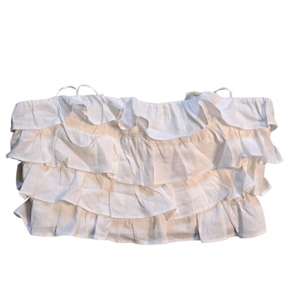 Caitlin V. Covington X Pink Lily Sleeveless Ruffled Cotton Blouse Small White NW - Picture 1 of 14